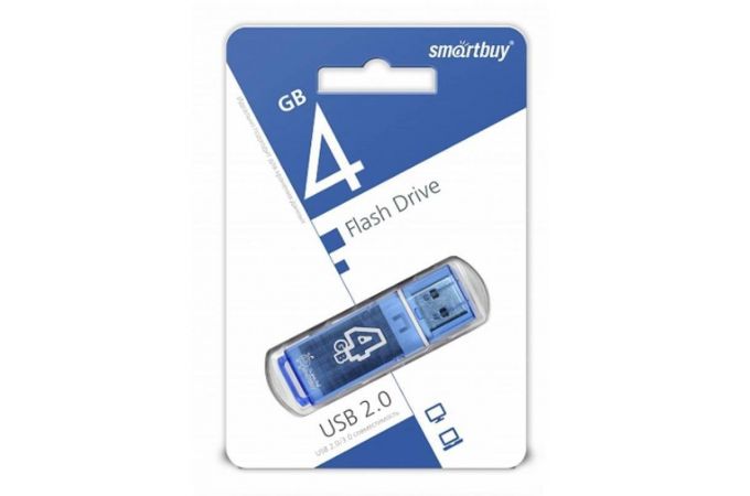 Флешка USB 2.0 Smartbuy 4GB Glossy series Blue (SB4GBGS-B)