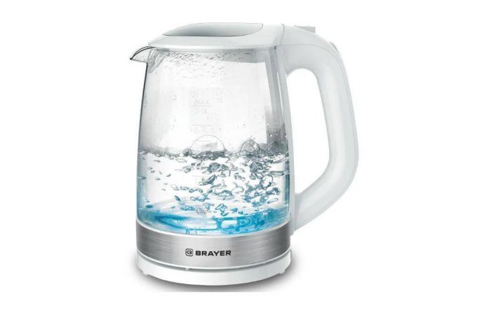 Чайник BRAYER 1040BR-WH белый 2200 Вт, 2 л, стекло