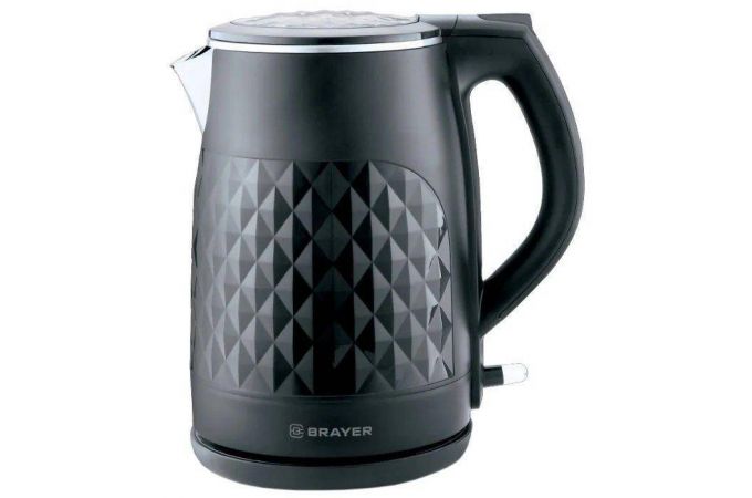 Чайник BRAYER 1043BR-BK черный 2200Вт, 1,5л, нерж.+покрытие cool touch