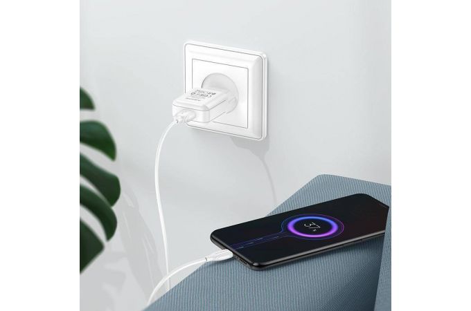 Сетевое зарядное устройство USB + кабель MicroUSB BOROFONE BA64A 2100mAh (белый)