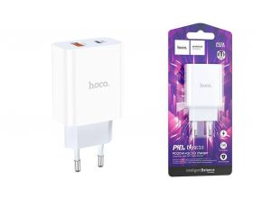 Сетевое зарядное устройство USB + USB-C HOCO C97A PD20W+ QC3.0 (белый)