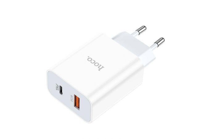 Сетевое зарядное устройство USB + USB-C HOCO C97A PD20W+ QC3.0 (белый)