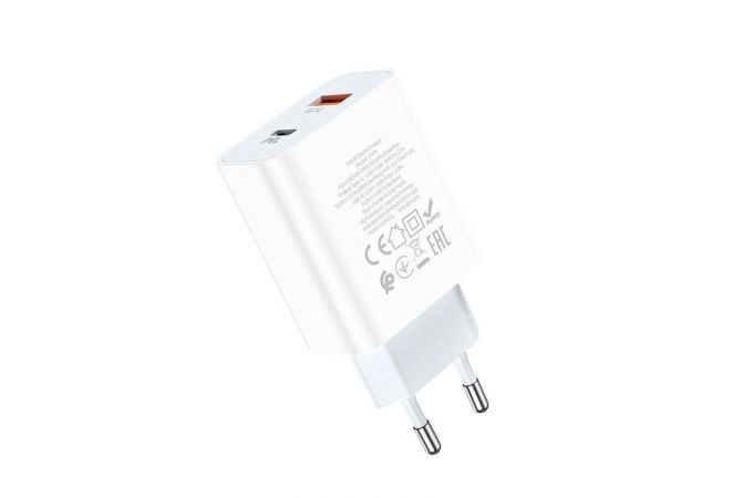 Сетевое зарядное устройство USB + USB-C HOCO C97A PD20W+ QC3.0 (белый)