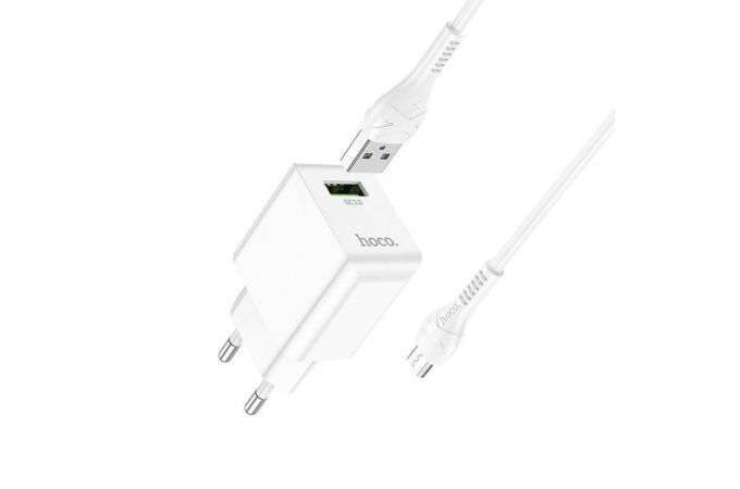 Сетевое зарядное устройство USB + кабель MicroUSB HOCO C98A Proton QC3.0 3000mAh (белый)
