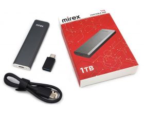 Накопитель SSD Mirex 1TB  Data Master 1, USB 3.2 Type-C внешний, серый металл
