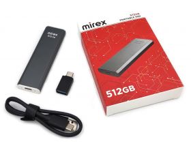 Накопитель SSD Mirex 512GB  Data Master 1, USB 3.2 Type-C внешний, серый металл
