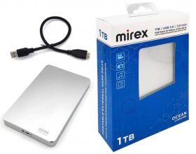 Внешний HDD Mirex OCEAN CHROME 1TB 2.5'' USB 3.0 (серебристый корпус)