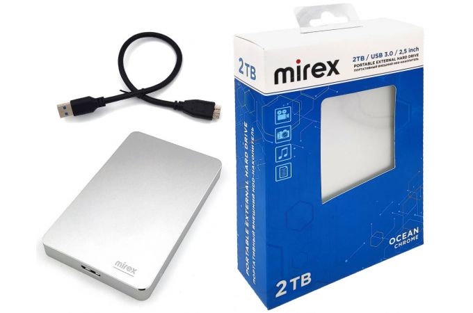 Внешний HDD Mirex OCEAN CHROME 2TB 2.5'' USB 3.0 (серебристый корпус)