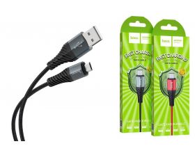 Кабель USB - MicroUSB HOCO X38 2,4A (черный) 1м (в оплетке)