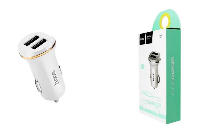 Автомобильное зарядное устройство АЗУ 2USB HOCO Z1 2400 mAh (белый)