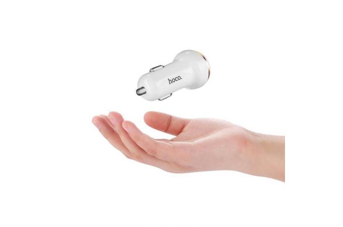 Автомобильное зарядное устройство АЗУ 2USB HOCO Z1 2400 mAh (белый)