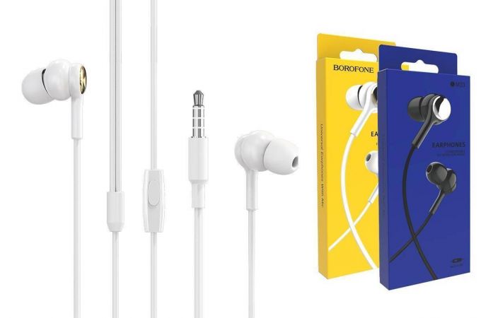 Наушники вакуумные проводные BOROFONE BM33 Complacent universal earphones (белый)
