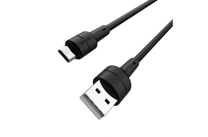 Кабель USB - MicroUSB BOROFONE BX30 2,4A (черный) 1м (силикон)
