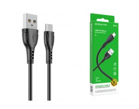 Кабель USB - MicroUSB BOROFONE BX51 2,4A (черный) 1м (распакованный комплект 50 штук упаковка отдельно)