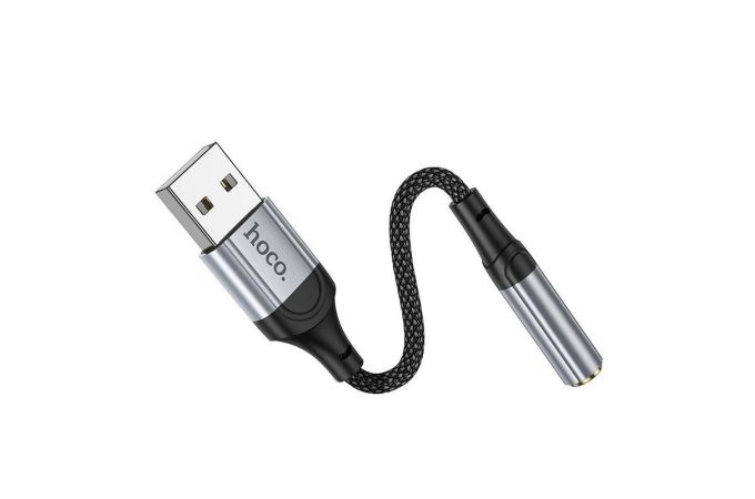 Адаптер для проводной гарнитуры c 3.5 мм на USB-A HOCO LS36 Fresh (черный)