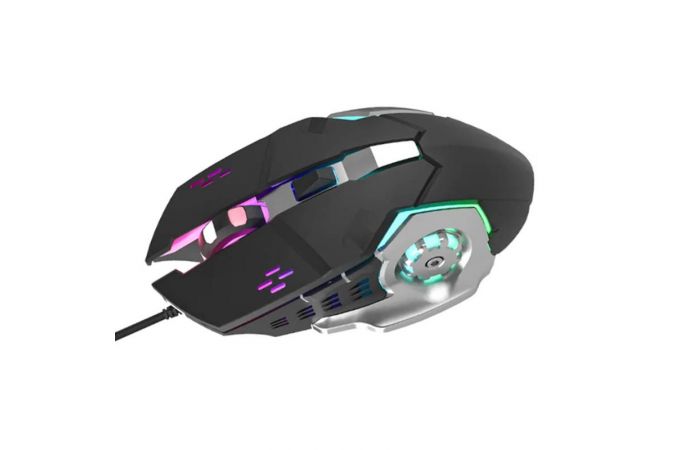 Мышь проводная Perfeo "ARSI", 6 кн, 3200 DPI, GAME DESIGN, кабель 1,6м, LED подсв 6 цв, чёрн-серебр