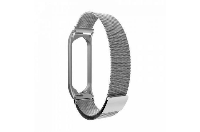 Браслет металлический для XIAOMI MI Band 5 (Миланское плетение) цвет серебристый