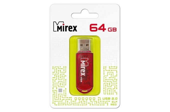 Флешка USB 2.0 Mirex ELF RED 64GB (ecopack)