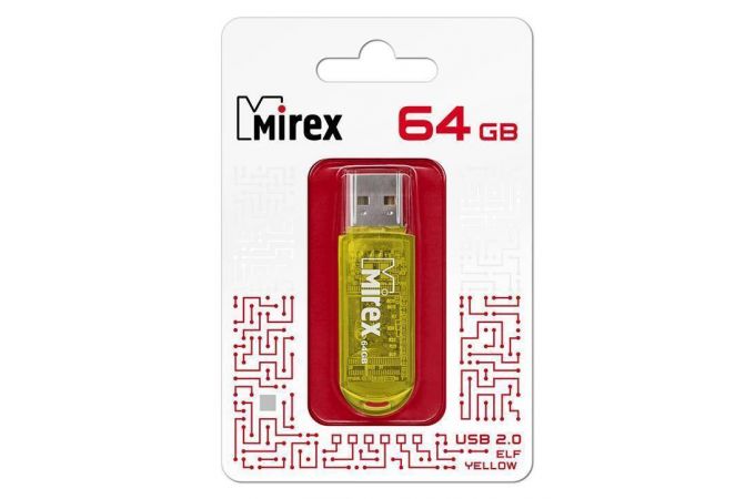 Флешка USB 2.0 Mirex ELF YELLOW 64GB