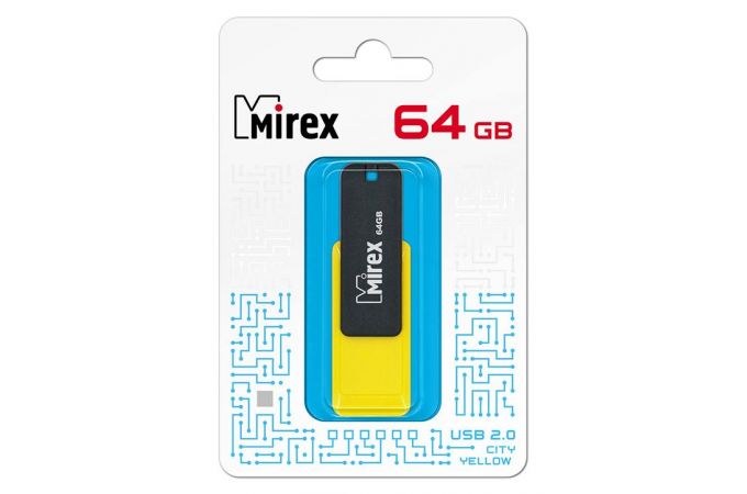 Флешка USB 2.0 Mirex CITY YELLOW 64GB (ecopack)