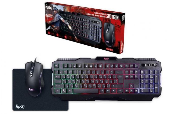 Комплект игровой клавиатура+мышь+коврик Smartbuy RUSH Shotgun (SBC-307728G-K) (черный)