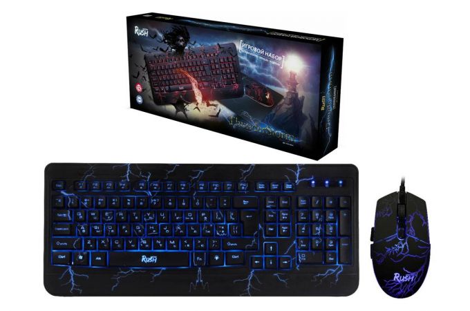Комплект игровой клавиатура+мышь+коврик Smartbuy RUSH Thunderstorm (SBC-715714G-K) (черный)