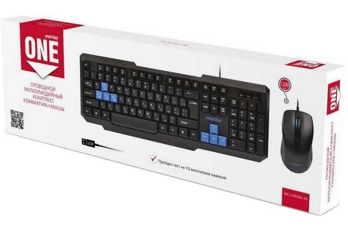 Комплект клавиатура+мышь проводной мультимедийный Smartbuy ONE (SBC-230346-KB) (черно-синий)