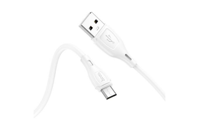 Кабель USB - MicroUSB HOCO X61 2,4A (белый) 1м (силикон)