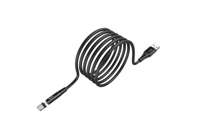 Кабель USB - USB Type-C HOCO X60, 2A (черный) 1м (магнитный, силиконовый, LED индикатор)