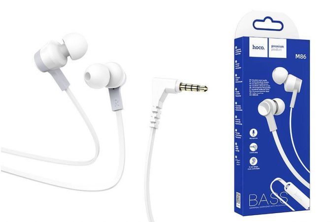 Наушники вакуумные проводные HOCO M86 Oceanic universal earphones (белый)