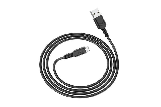 Кабель USB - MicroUSB HOCO X62 2,4A (черный) 1м (усиление угла)