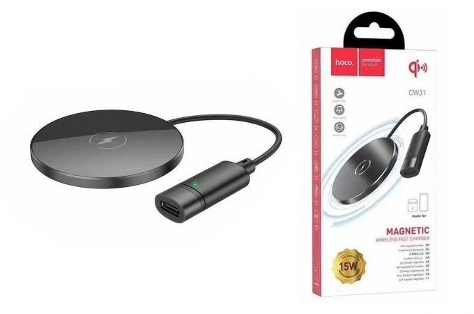 Беспроводное зарядное устройство HOCO CW31 магнитное, Type-C, 15W (черный)