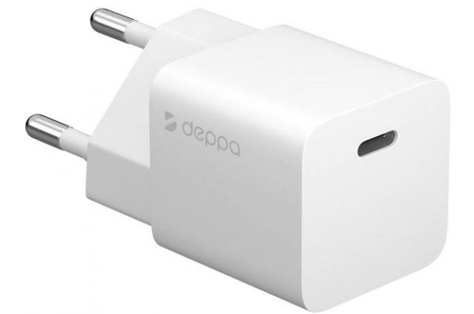 Сетевое зарядное устройство Deppa (11400) USB-C, PD, GaN, 20W белый