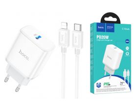 Сетевое зарядное устройство USB-C + кабель Lightning - Type-C HOCO C104A  charger PD20W  (белый)