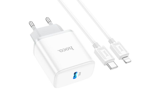 Сетевое зарядное устройство USB-C + кабель Lightning - Type-C HOCO C104A  charger PD20W  (белый)