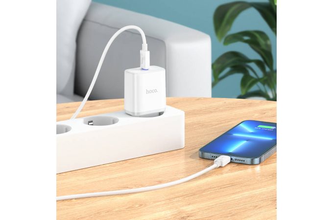 Сетевое зарядное устройство USB-C + кабель Lightning - Type-C HOCO C104A  charger PD20W  (белый)