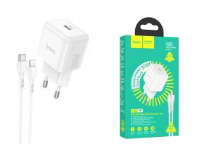 Сетевое зарядное устройство USB-C + кабель Lightning - Type-C HOCO N32 charger PD30W  (белый)