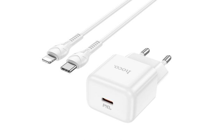 Сетевое зарядное устройство USB-C + кабель Lightning - Type-C HOCO N32 charger PD30W  (белый)