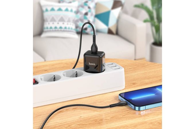 Сетевое зарядное устройство USB-C + кабель Lightning - Type-C HOCO N32 charger PD30W  (белый)