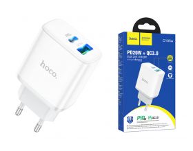 Сетевое зарядное устройство USB + USB-C HOCO C105A PD20W+ QC3.0 (белый)