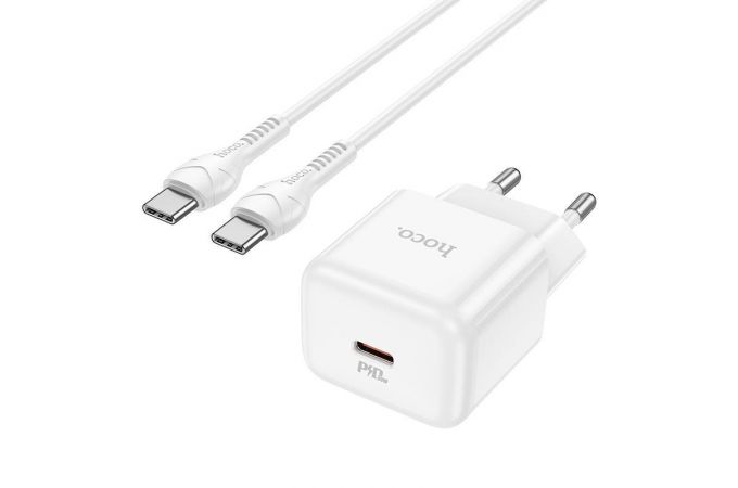 Сетевое зарядное устройство USB-C + кабель Type-C HOCO N32 PD30W (белый)