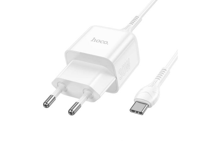 Сетевое зарядное устройство USB-C + кабель Type-C HOCO N32 PD30W (белый)