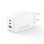 Сетевое зарядное устройство USB + 2 USB-C XO CE13 (EU) 65W GaN tech fast charging (2USB-C 65W/1USB-A 22.5W) White