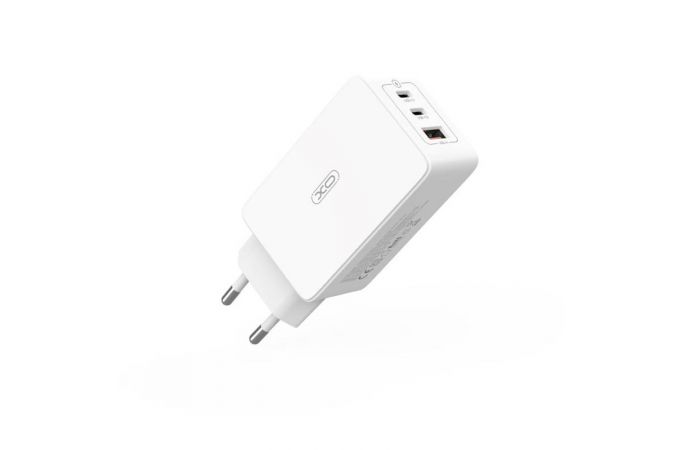 Сетевое зарядное устройство USB + 2 USB-C XO CE13 (EU) 65W GaN tech fast charging (2USB-C 65W/1USB-A 22.5W) White