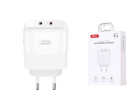 Сетевое зарядное устройство 2 USB-C XO L140  Dual C35W Fast Chargers White