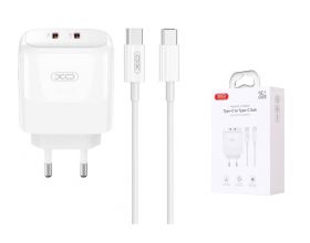 Сетевое зарядное устройство 2USB-C + кабель Type-C-Type-C XO L140(EU) Dual C35W Fast Chargers White