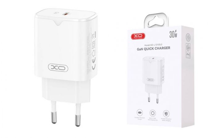 Сетевое зарядное устройство USB-C XO L131 PD30W Fast Charging White