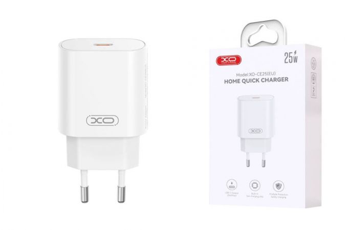 Сетевое зарядное устройство USB-C XO CE25(EU) PD25W Fast Charger White