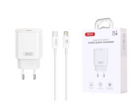 Сетевое зарядное устройство USB-C + кабель Lightning - Type-C XO CE25(EU) PD25W Fast Charger White