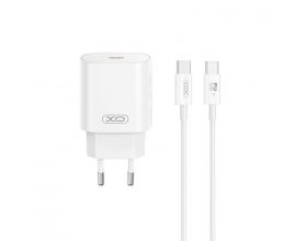 Сетевое зарядное устройство USB-C + кабель Type-C-Type-C XO CE25( PD25W Fast Charger White
